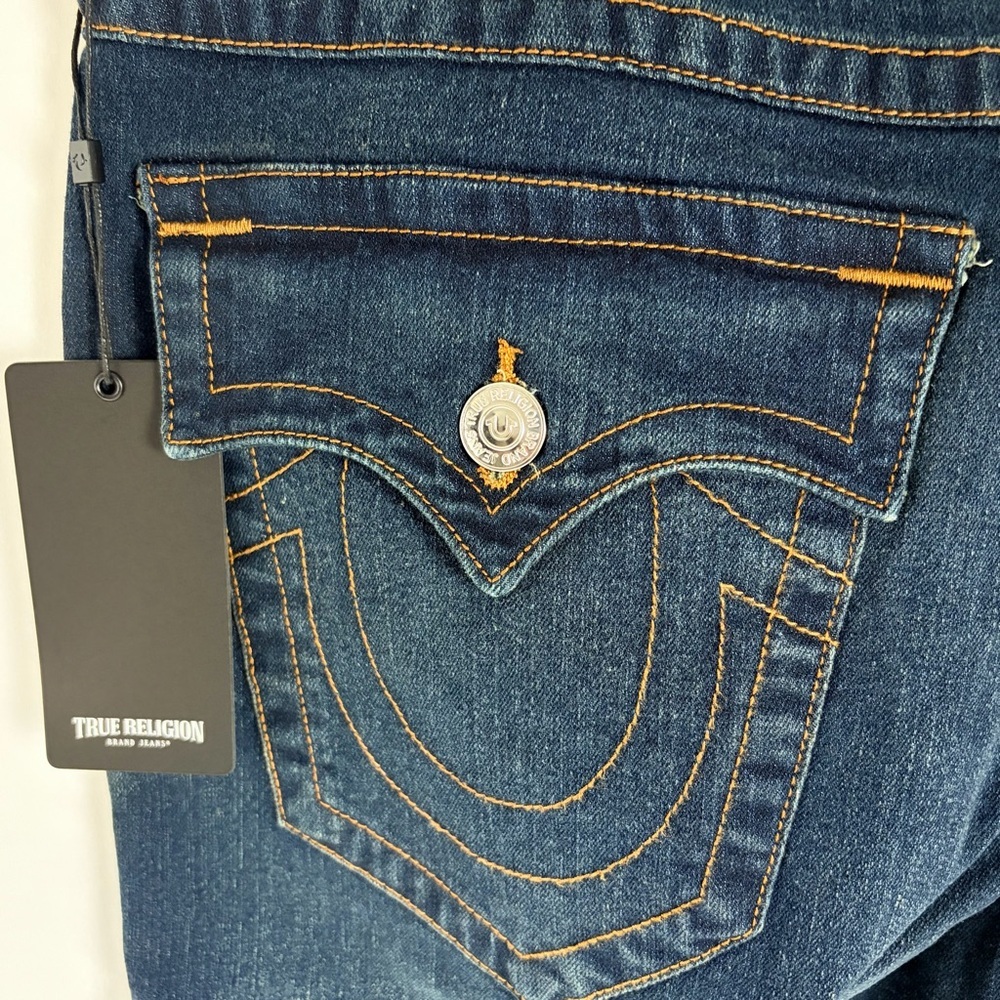 True Religion Ricky Flap Jeans Mens 34x32 Relaxed Straight Dark Wash - Picture 10 of 14